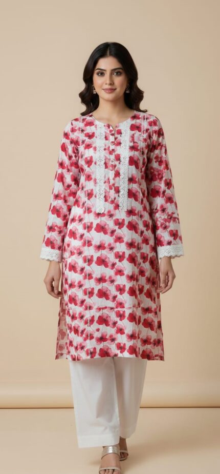 Crimson Poppy Embroidered 2-PC