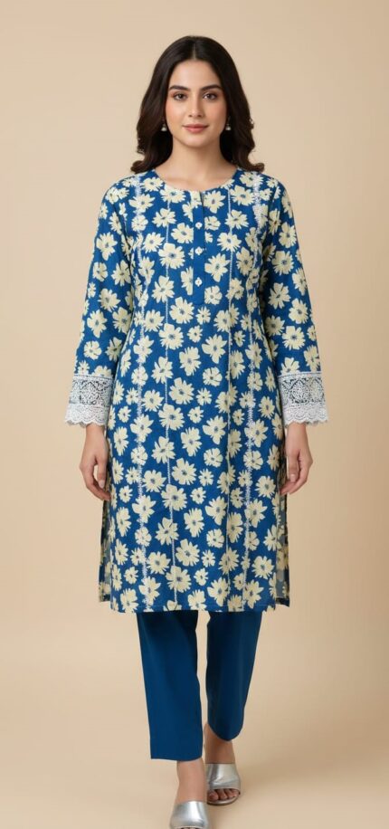 Teal Blossom Embroidered 2-PC