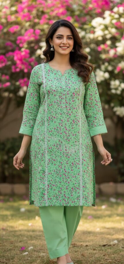 Emerald Blush Embroidered 2-PC