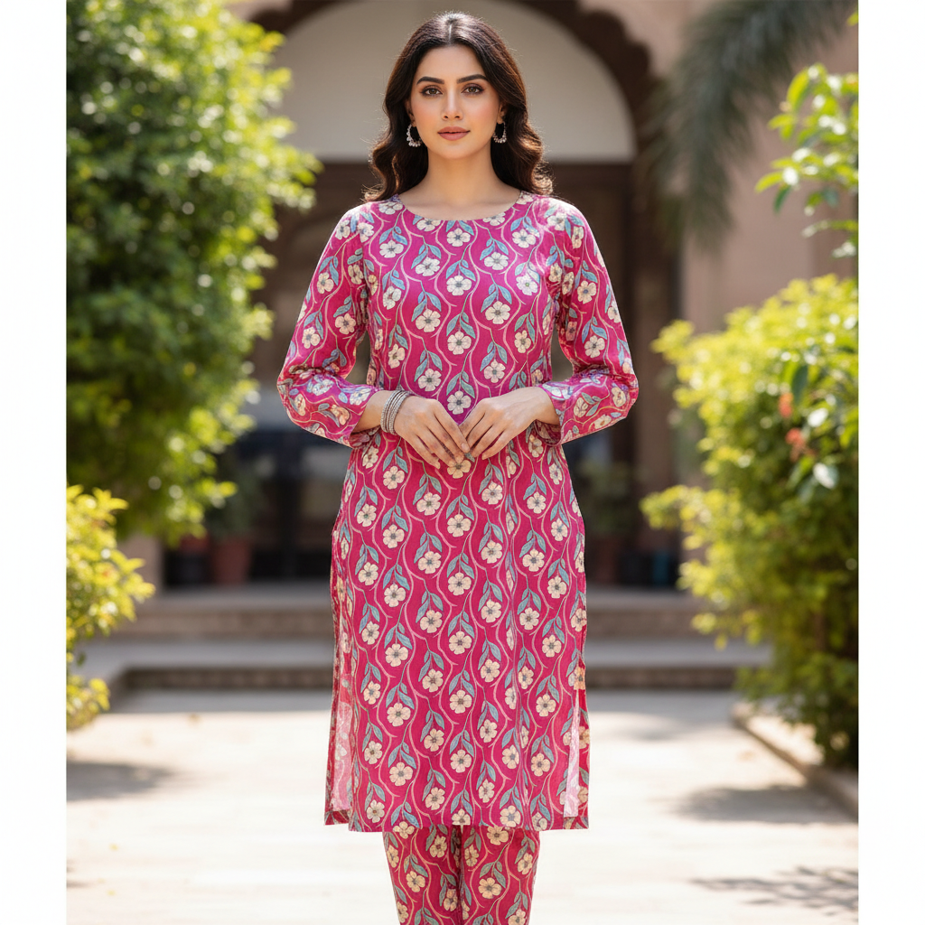 Magenta Pink Floral Print