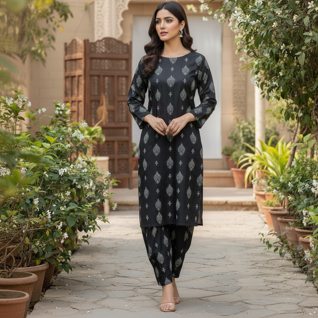 Midnight Motif Printed Lawn 2-Piece