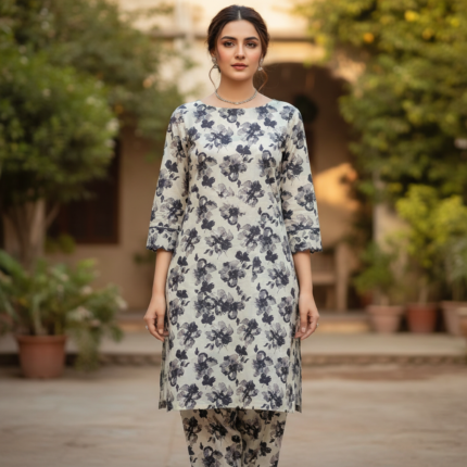 Monochrome Charcoal Floral Set