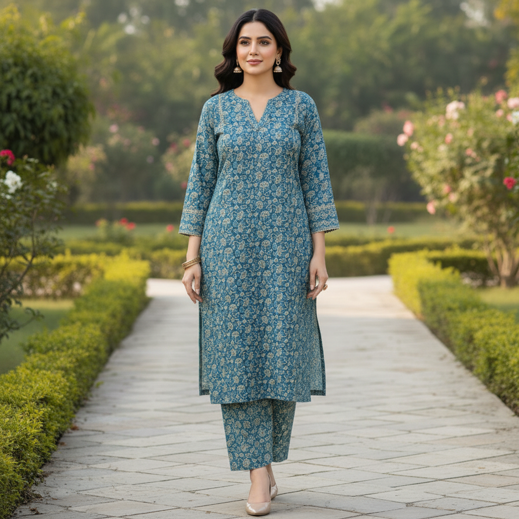 Azure Meadow Floral Lawn 2-Piece